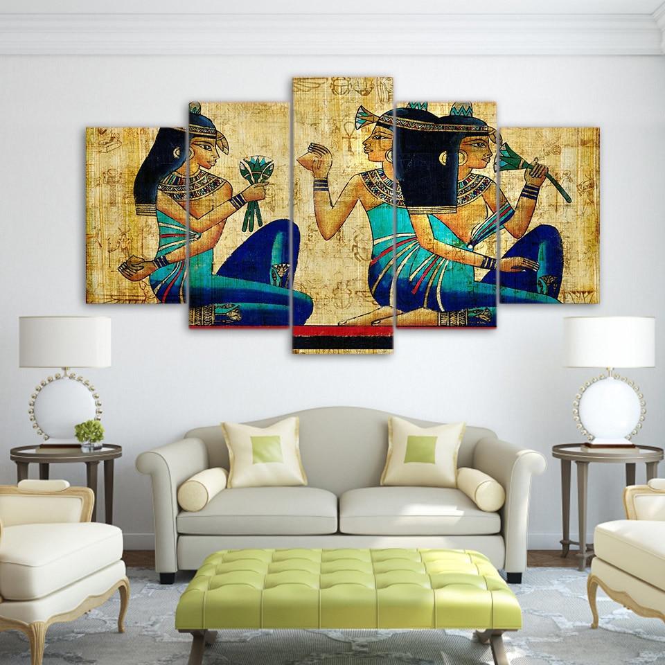 colorful papyrus abstract 5 panel canvas art wall decor 8181