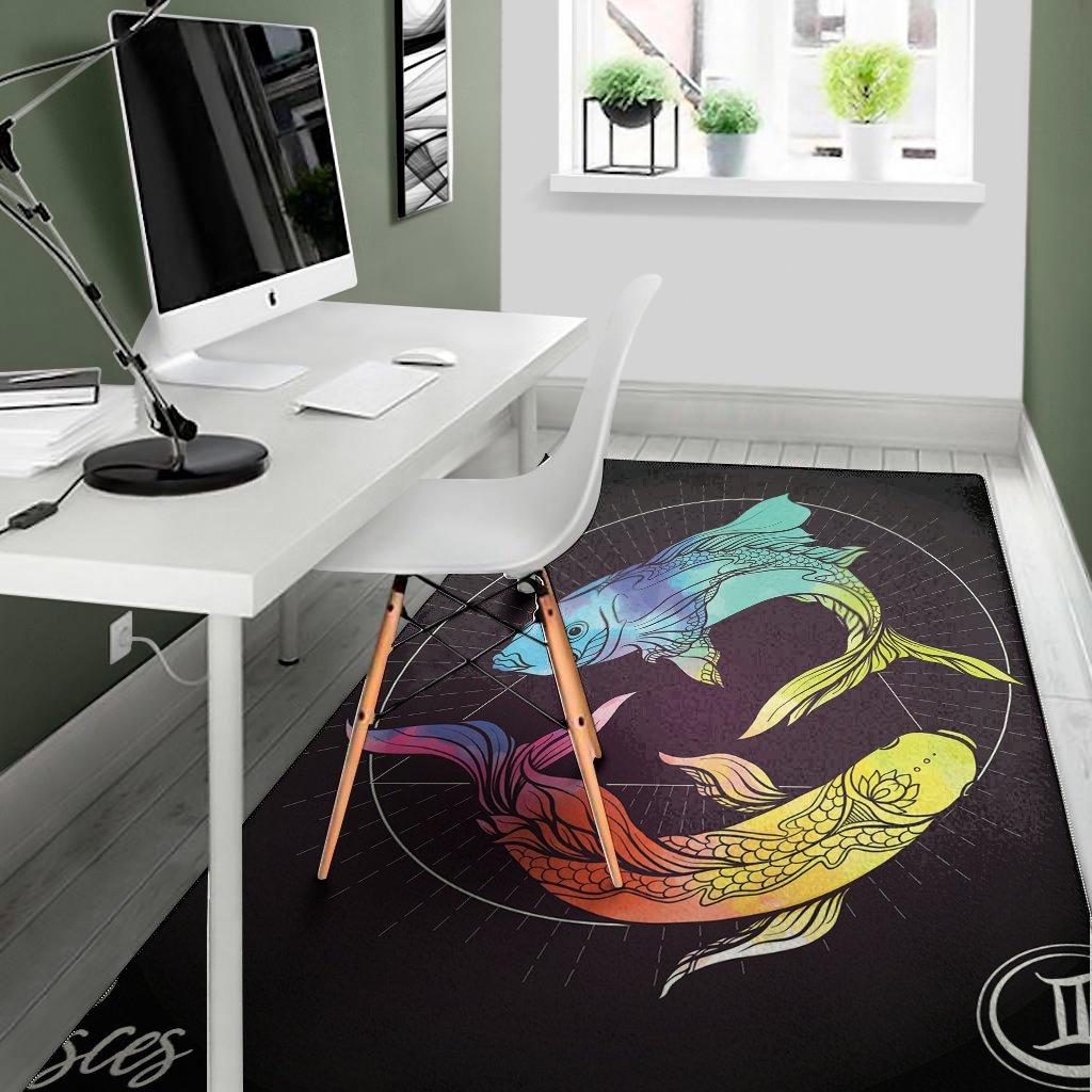 colorful pisces sign print area rug floor decor 4788