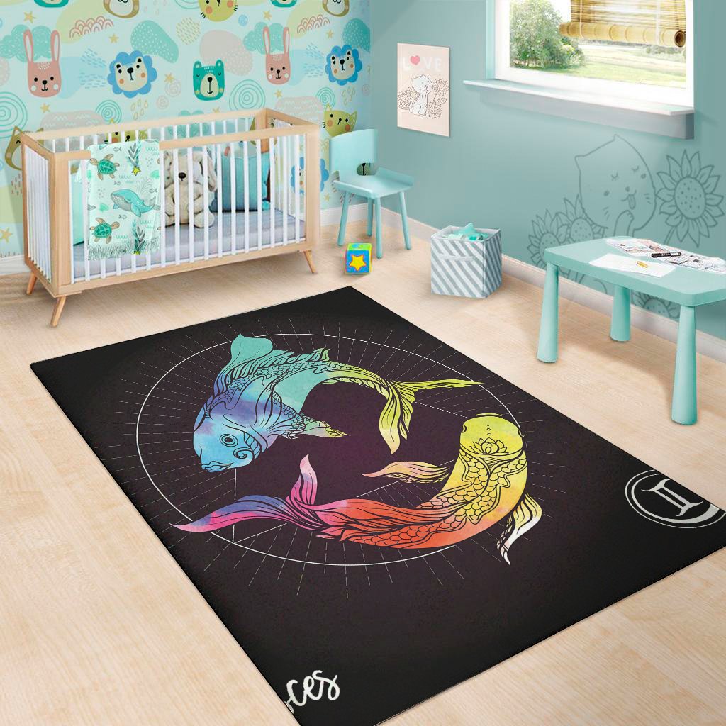 colorful pisces sign print area rug floor decor 4832