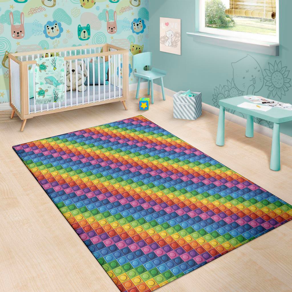 Colorful Plastic Building Blocks Print Area Rug Floor Decor colorful plastic building blocks print area rug floor decor 6512
