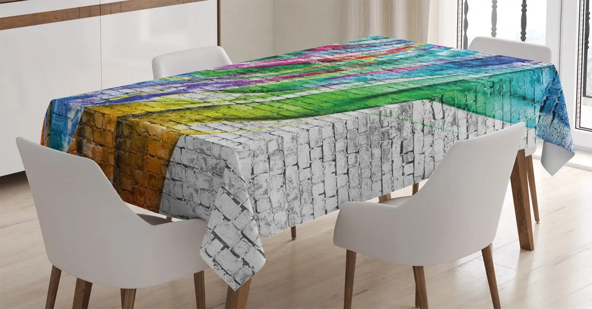 Colorful Retro 3D Printed Tablecloth Table Decor colorful retro 3d printed tablecloth table decor 7462