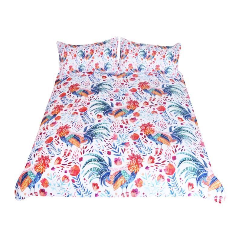 Colorful Rooster Floral Bedding Set Bedroom Decor colorful rooster floral bedding set bedroom decor 1657