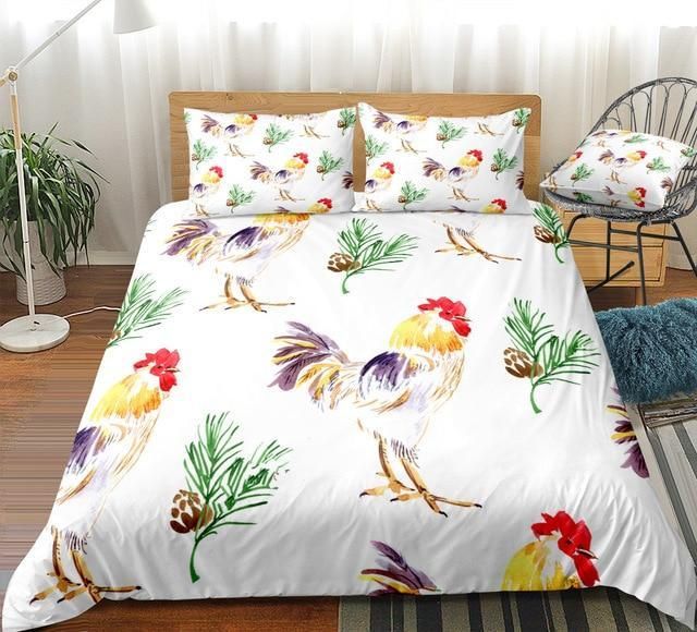 colorful rooster pattern duvet cover bedding set 2473