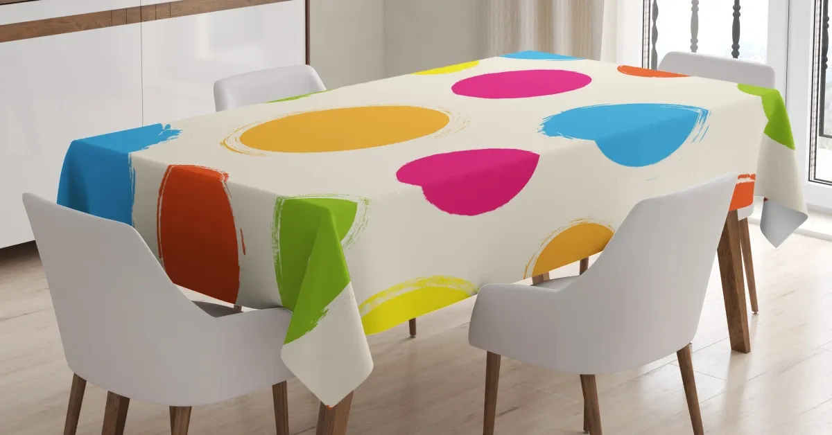 colorful round forms 3d printed tablecloth table decor 7478