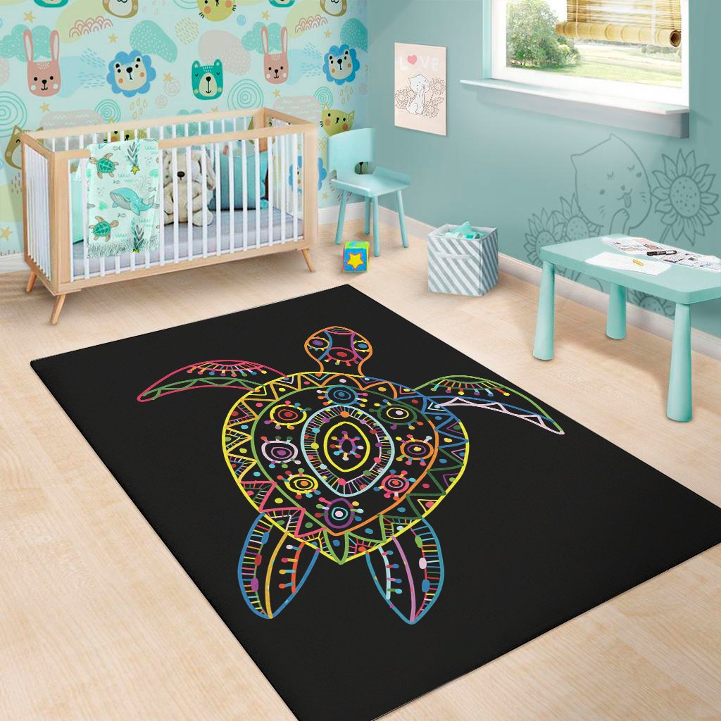 colorful sea turtle print area rug floor decor 1778
