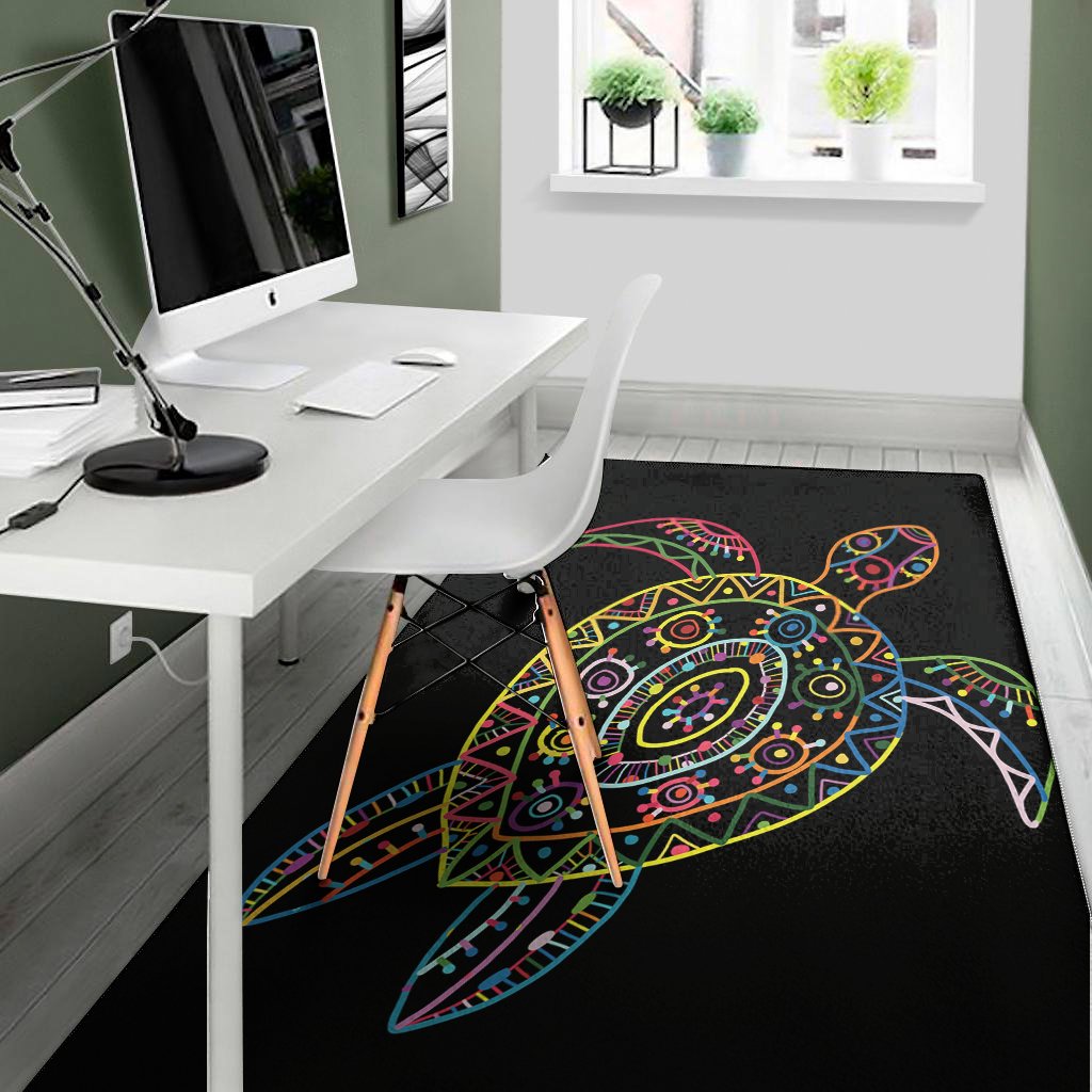 colorful sea turtle print area rug floor decor 4371