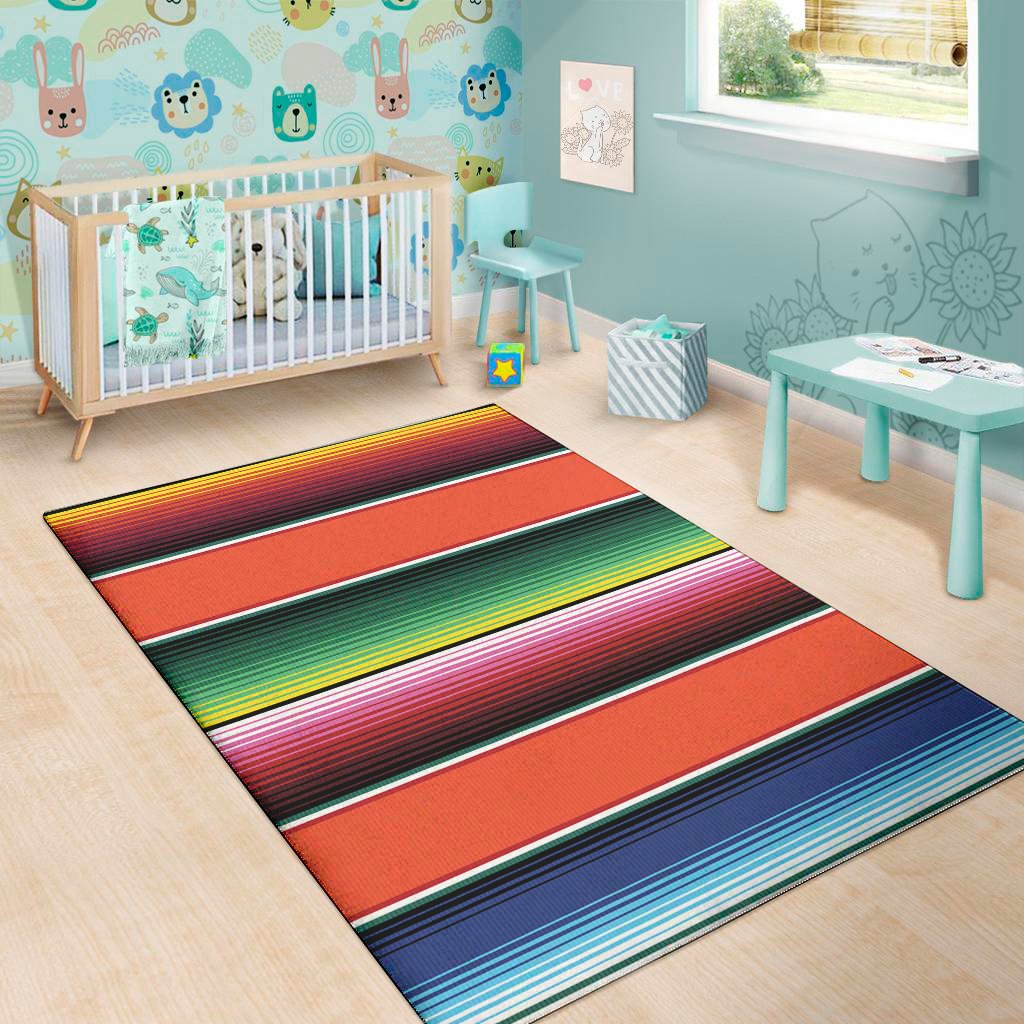 colorful serape blanket pattern print area rug floor decor 6124