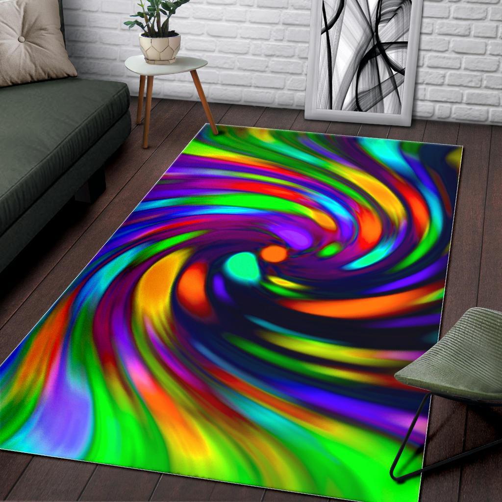 Colorful Spiral Trippy Print Area Rug Floor Decor - Teehall - Live ...