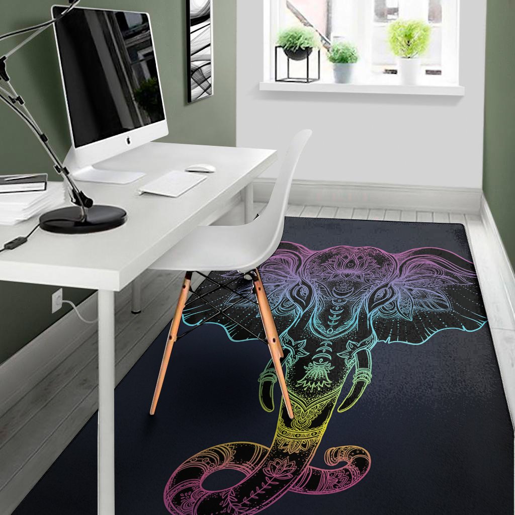 colorful spiritual elephant print area rug floor decor 4507