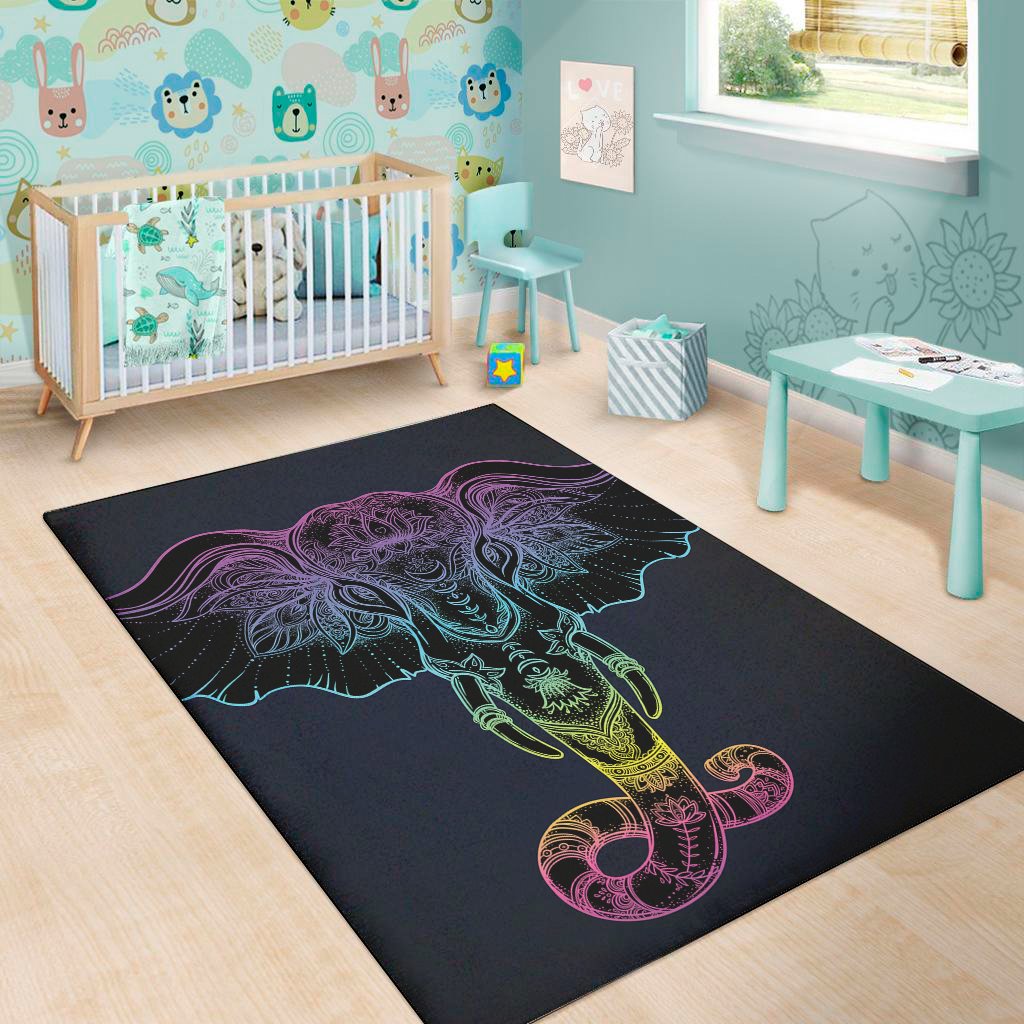 colorful spiritual elephant print area rug floor decor 5301