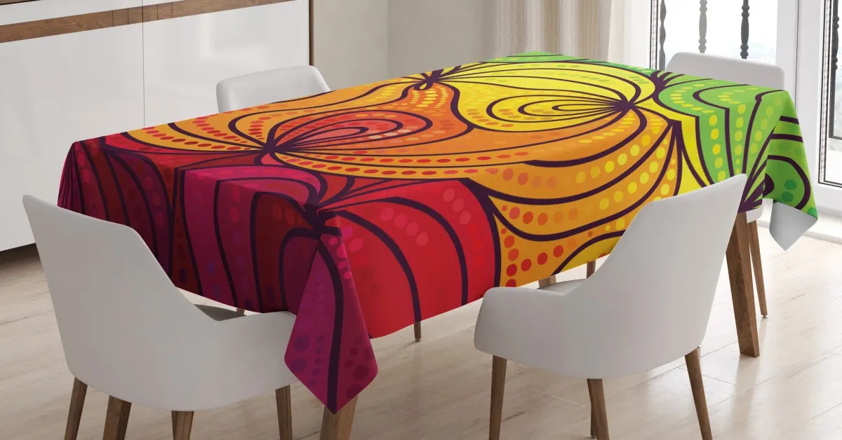 colorful tangled lines 3d printed tablecloth table decor 5662