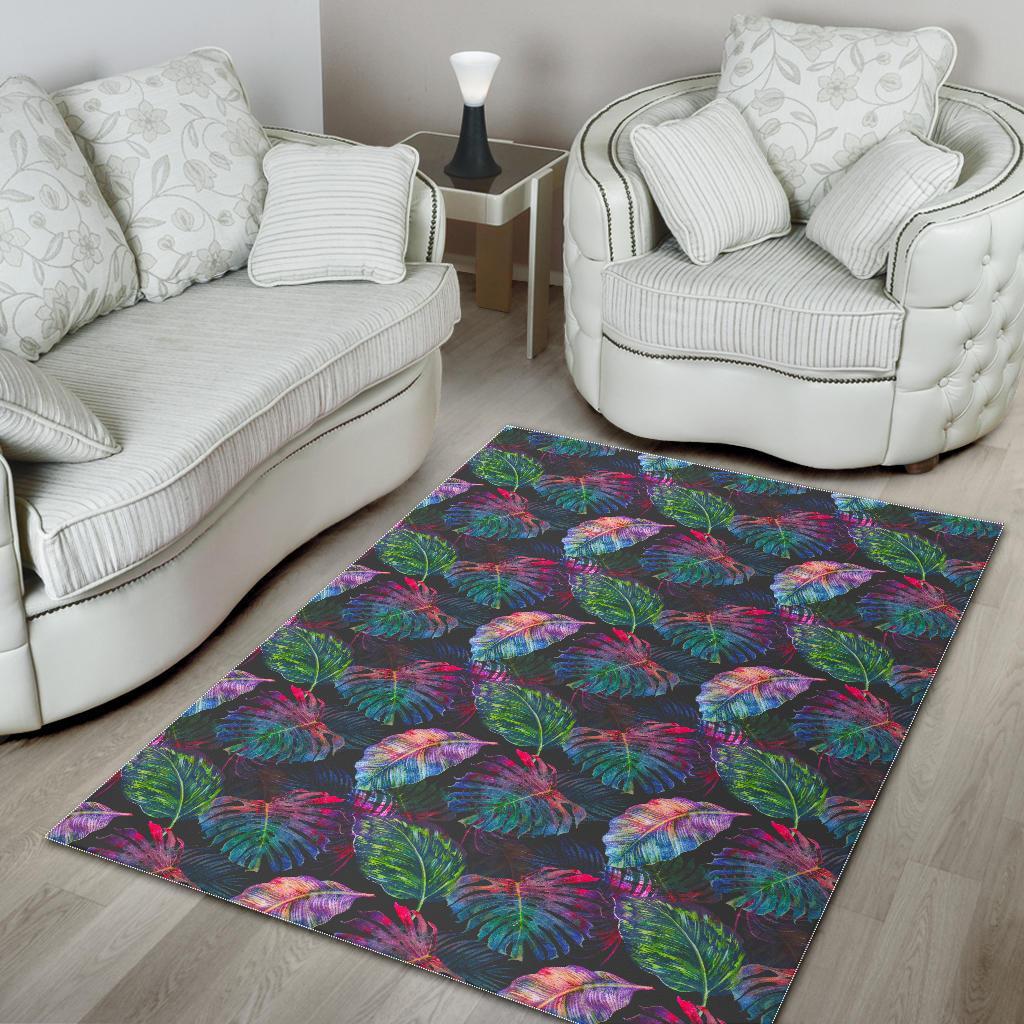 Colorful Tropical Leaves Pattern Print Area Rug Floor Decor colorful tropical leaves pattern print area rug floor decor 1702