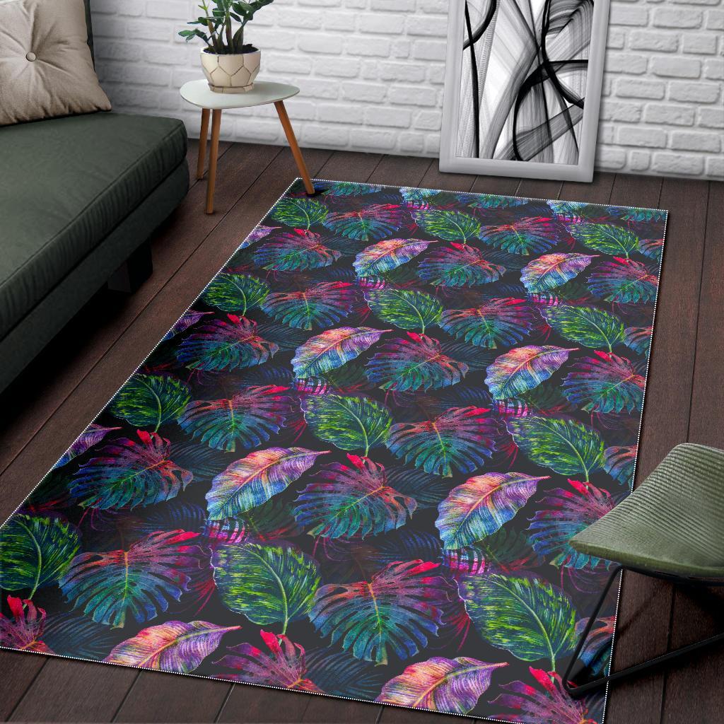 Colorful Tropical Leaves Pattern Print Area Rug Floor Decor colorful tropical leaves pattern print area rug floor decor 2257