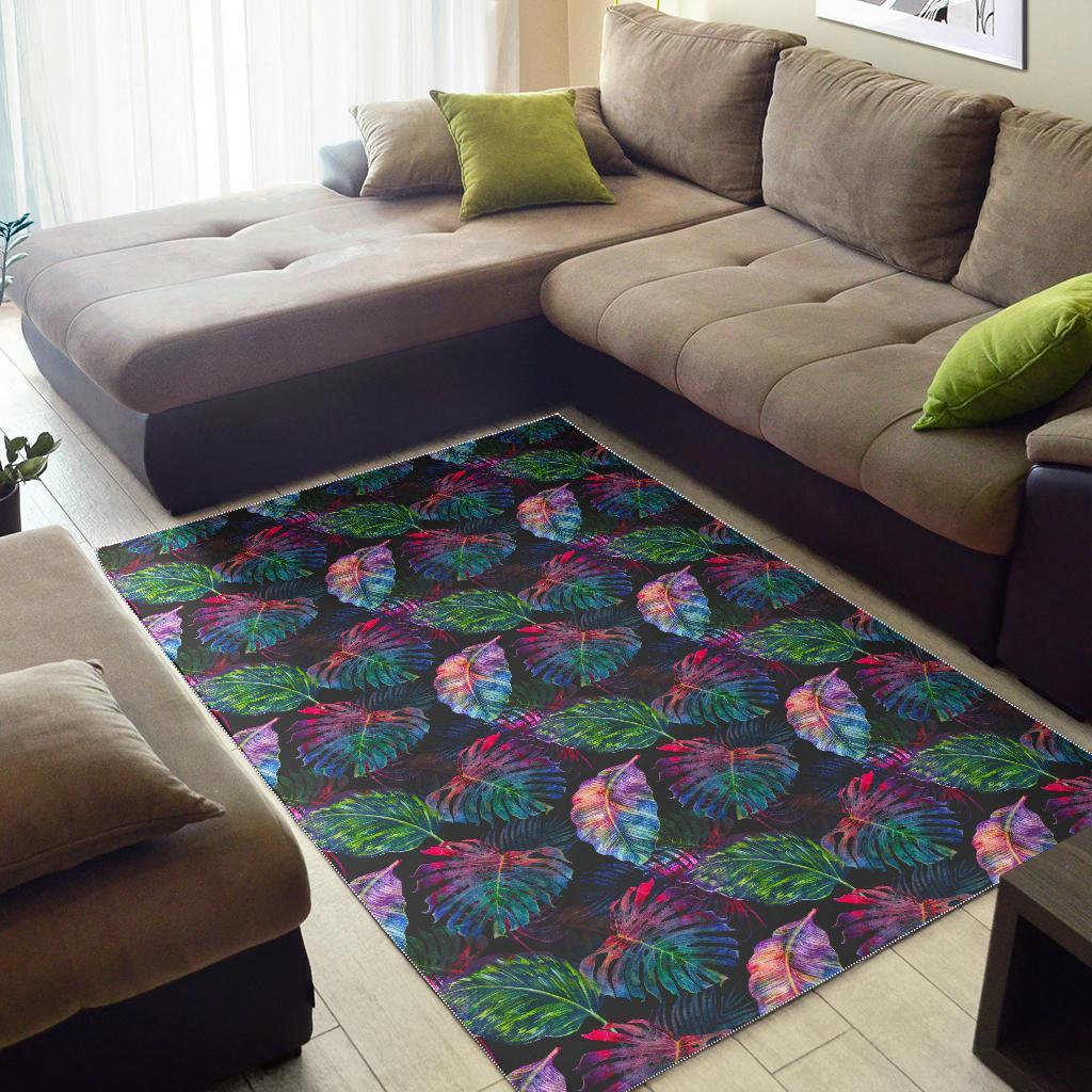 Colorful Tropical Leaves Pattern Print Area Rug Floor Decor colorful tropical leaves pattern print area rug floor decor 3556