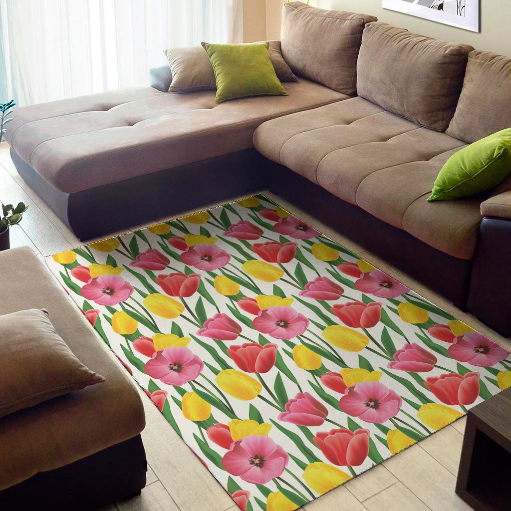 colorful tulip pattern print area rug floor decor 1717