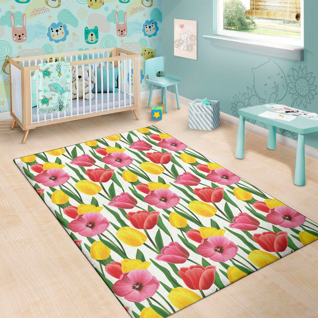 colorful tulip pattern print area rug floor decor 4861