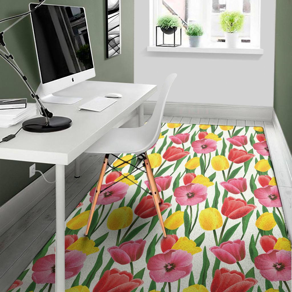 colorful tulip pattern print area rug floor decor 7410