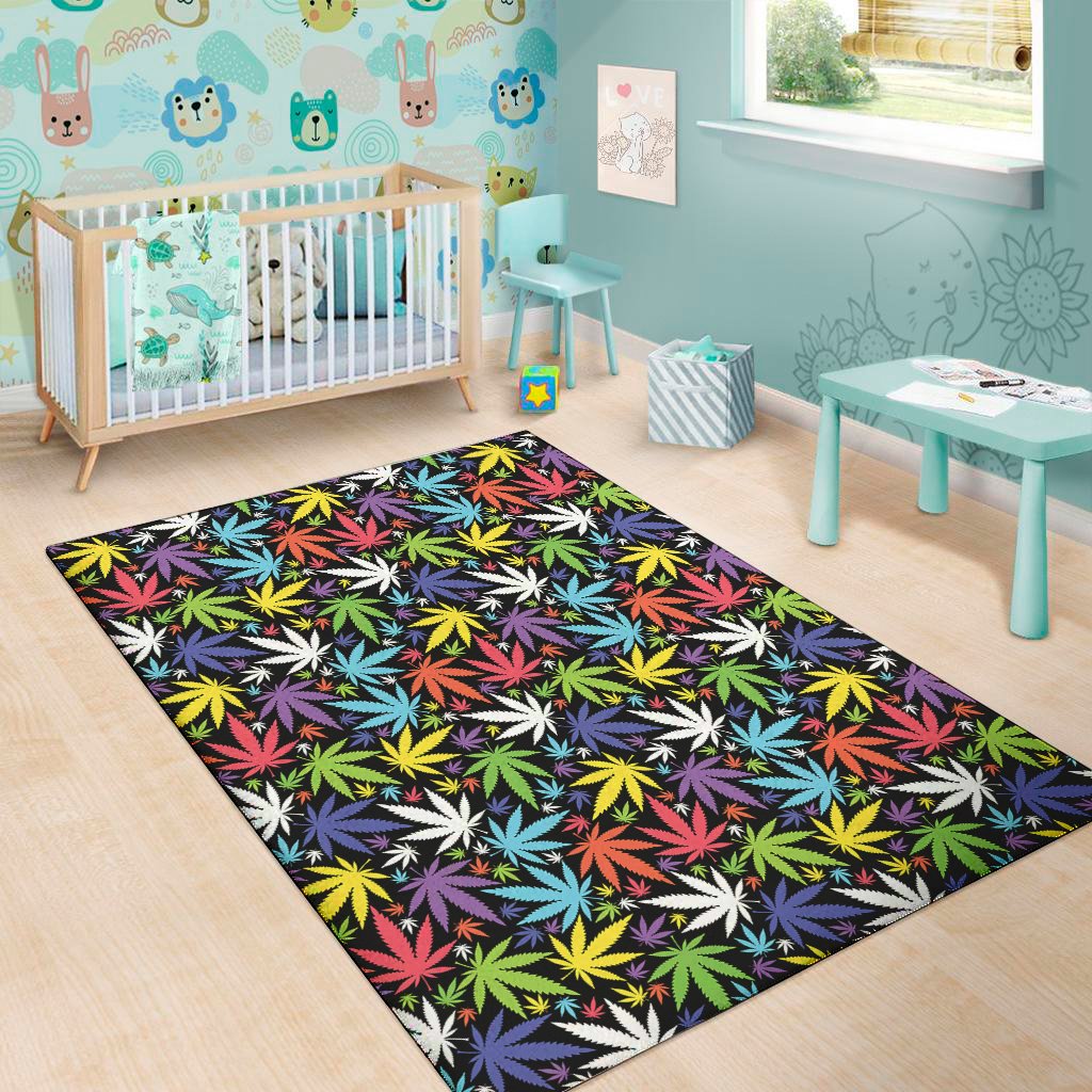 colorful weed leaf pattern print area rug floor decor 3940