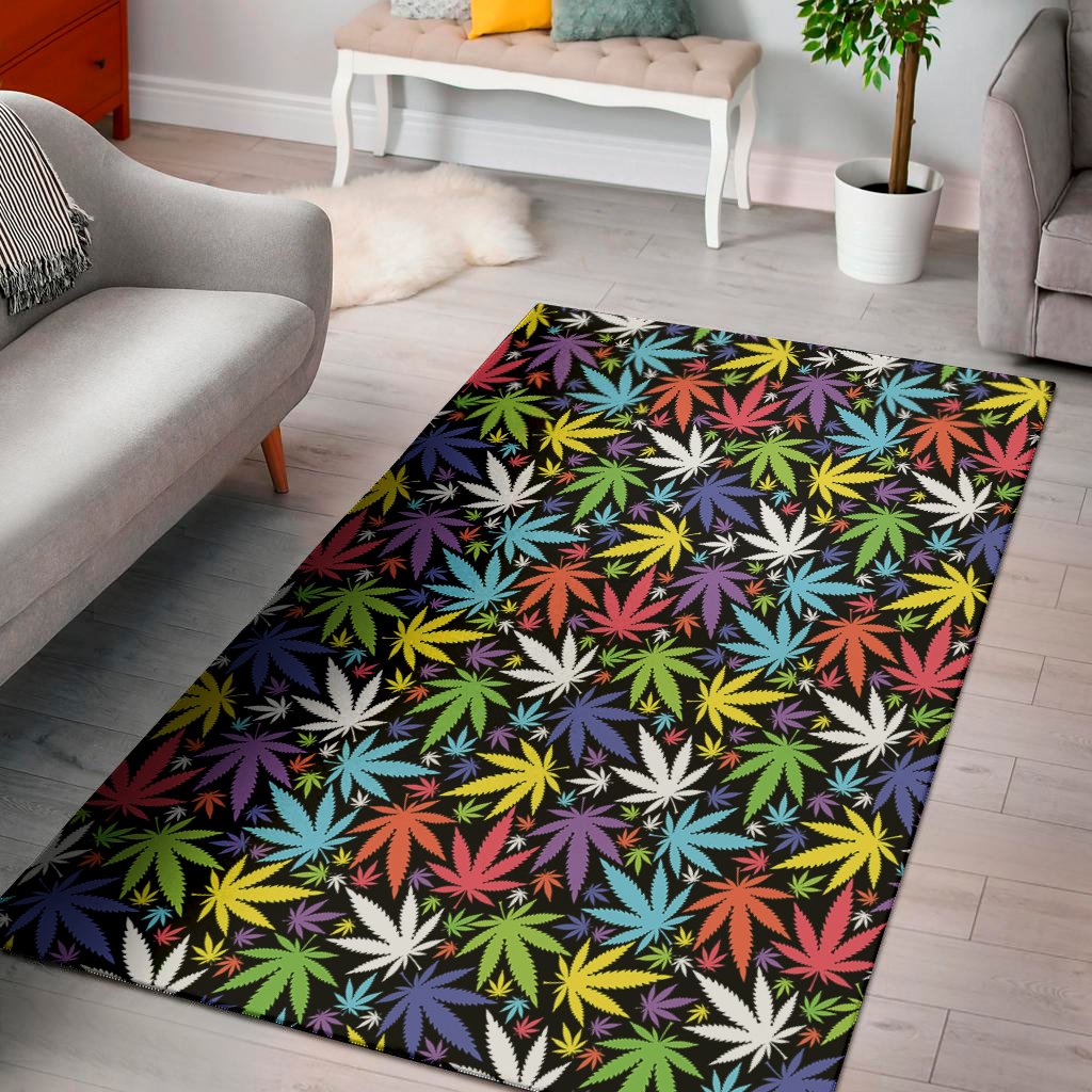colorful weed leaf pattern print area rug floor decor 5852