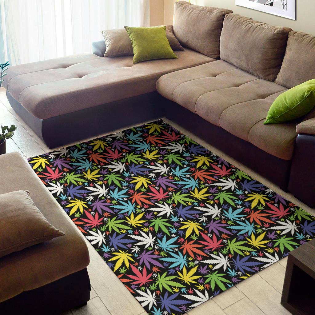 colorful weed leaf pattern print area rug floor decor 6578