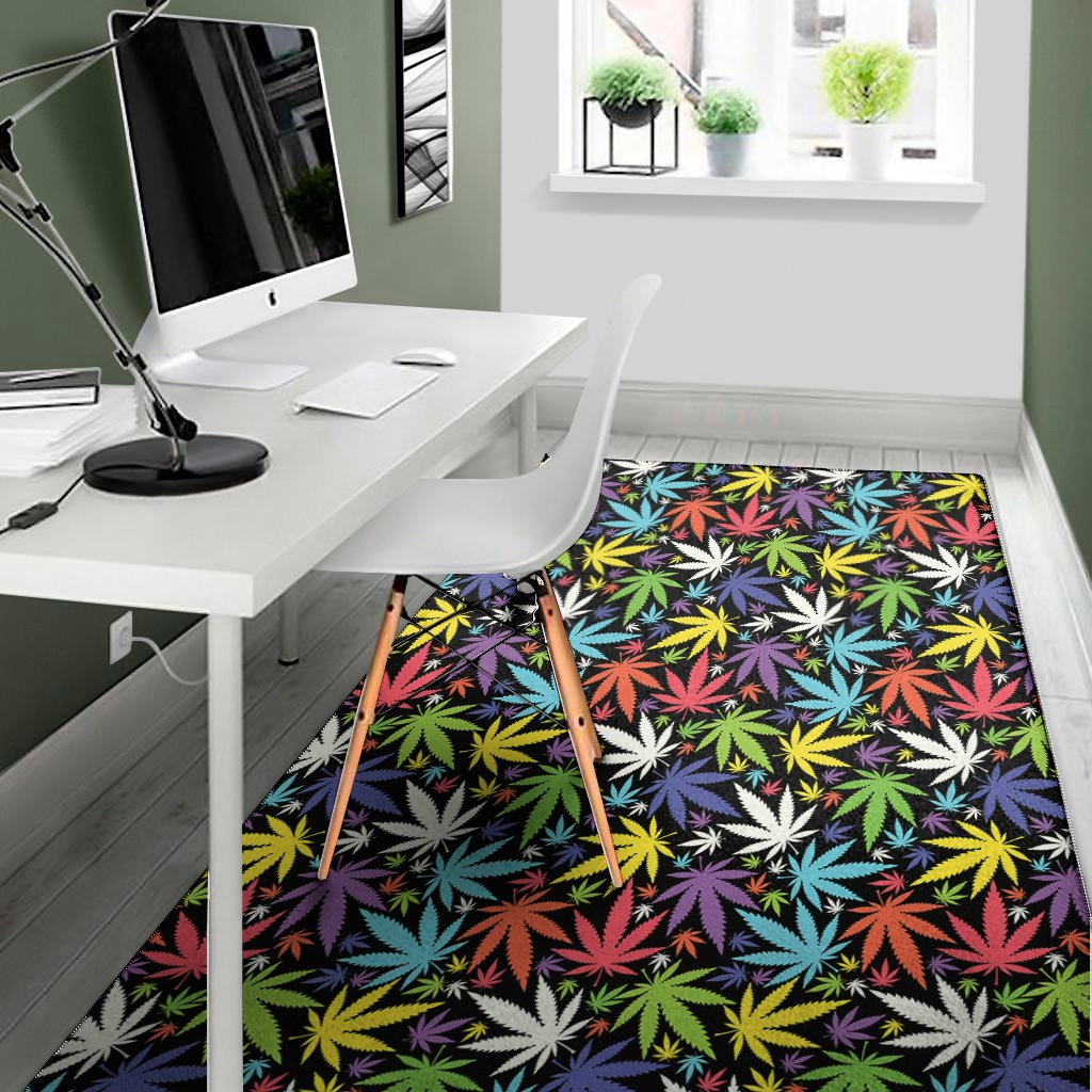 colorful weed leaf pattern print area rug floor decor 7596