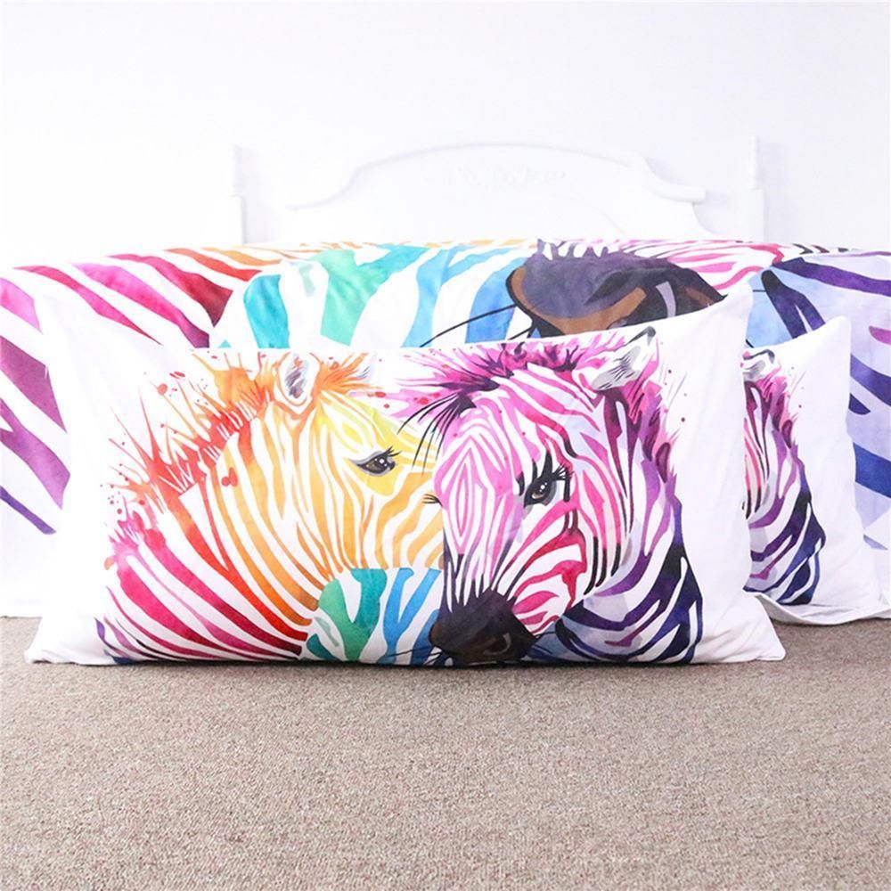colorful zebra printed bedding set bedroom decor 1408