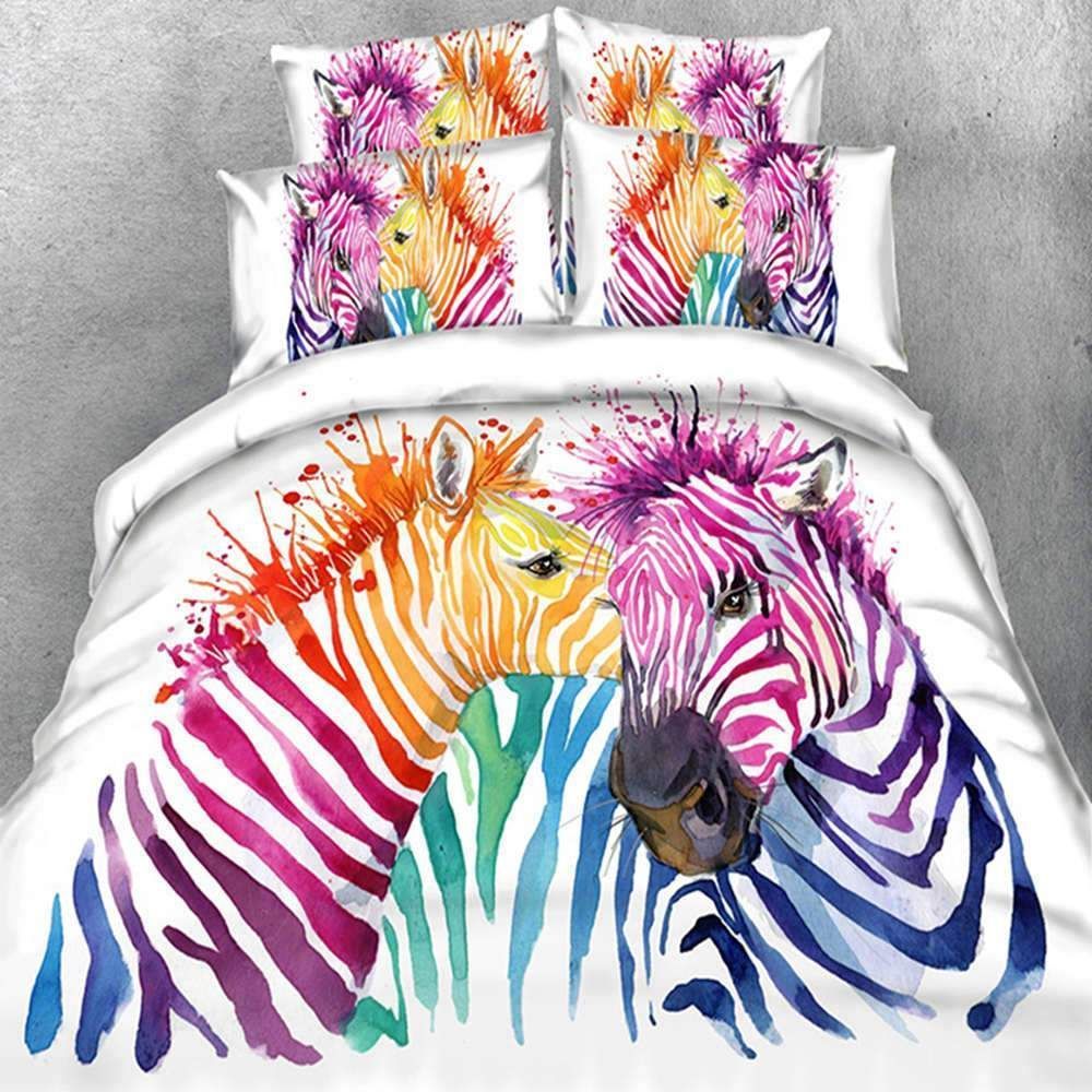 colorful zebra printed bedding set bedroom decor 6603