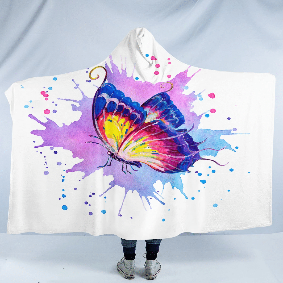 colorsplashed butterfly sw2483 hooded blanket cloak blanket 2071
