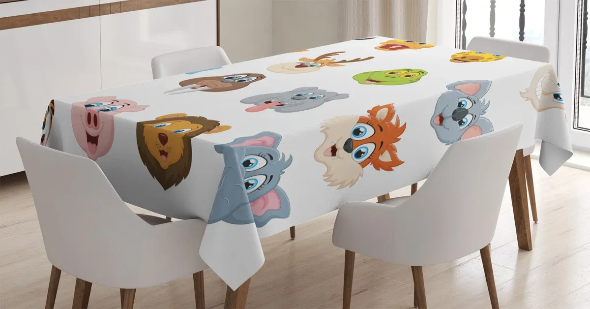 Comic Koala Fox Faces 3D Printed Tablecloth Table Decor