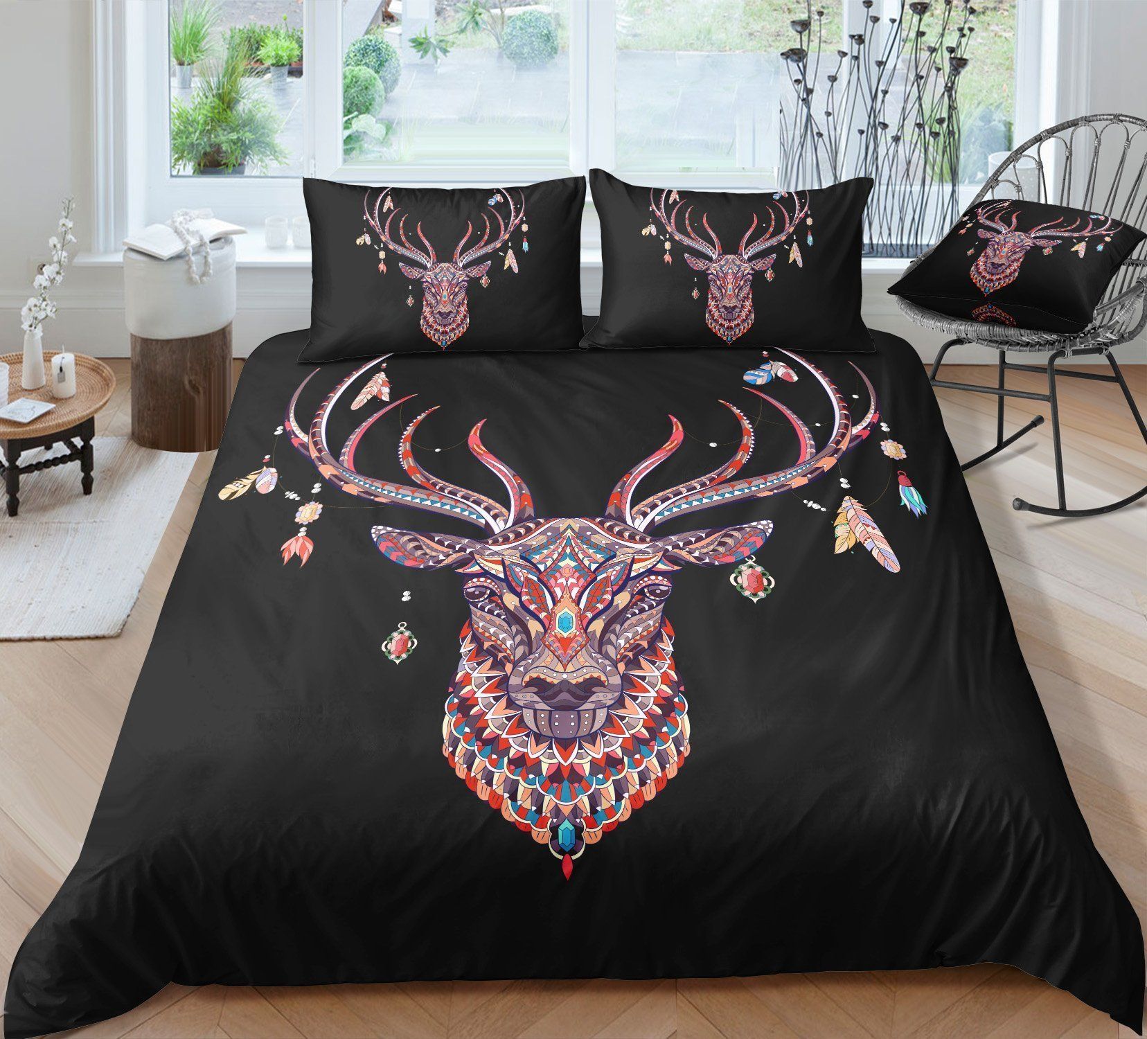 cool black wolf printed bedding set bedroom decor 3762