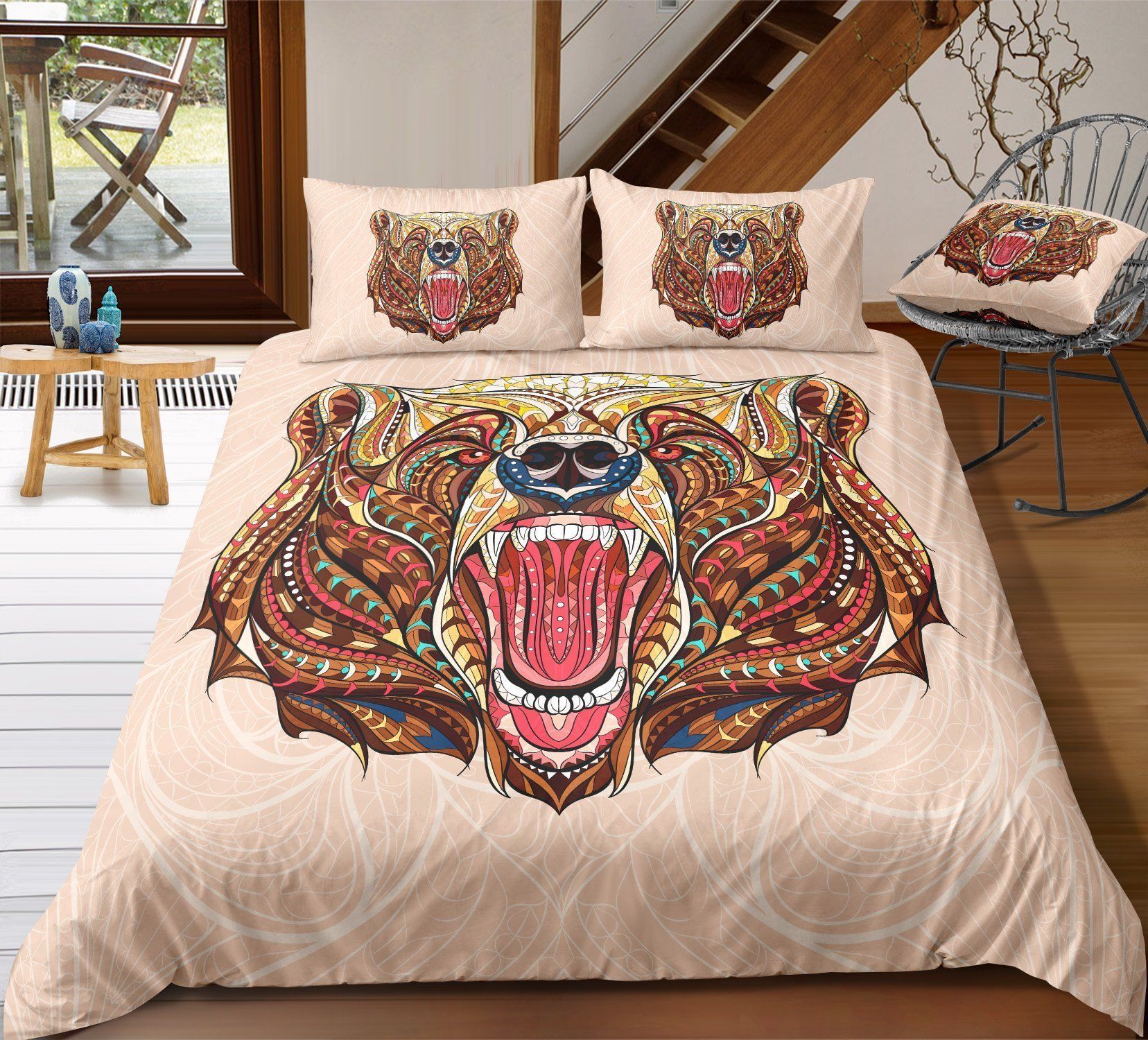 cool black wolf printed bedding set bedroom decor 7248