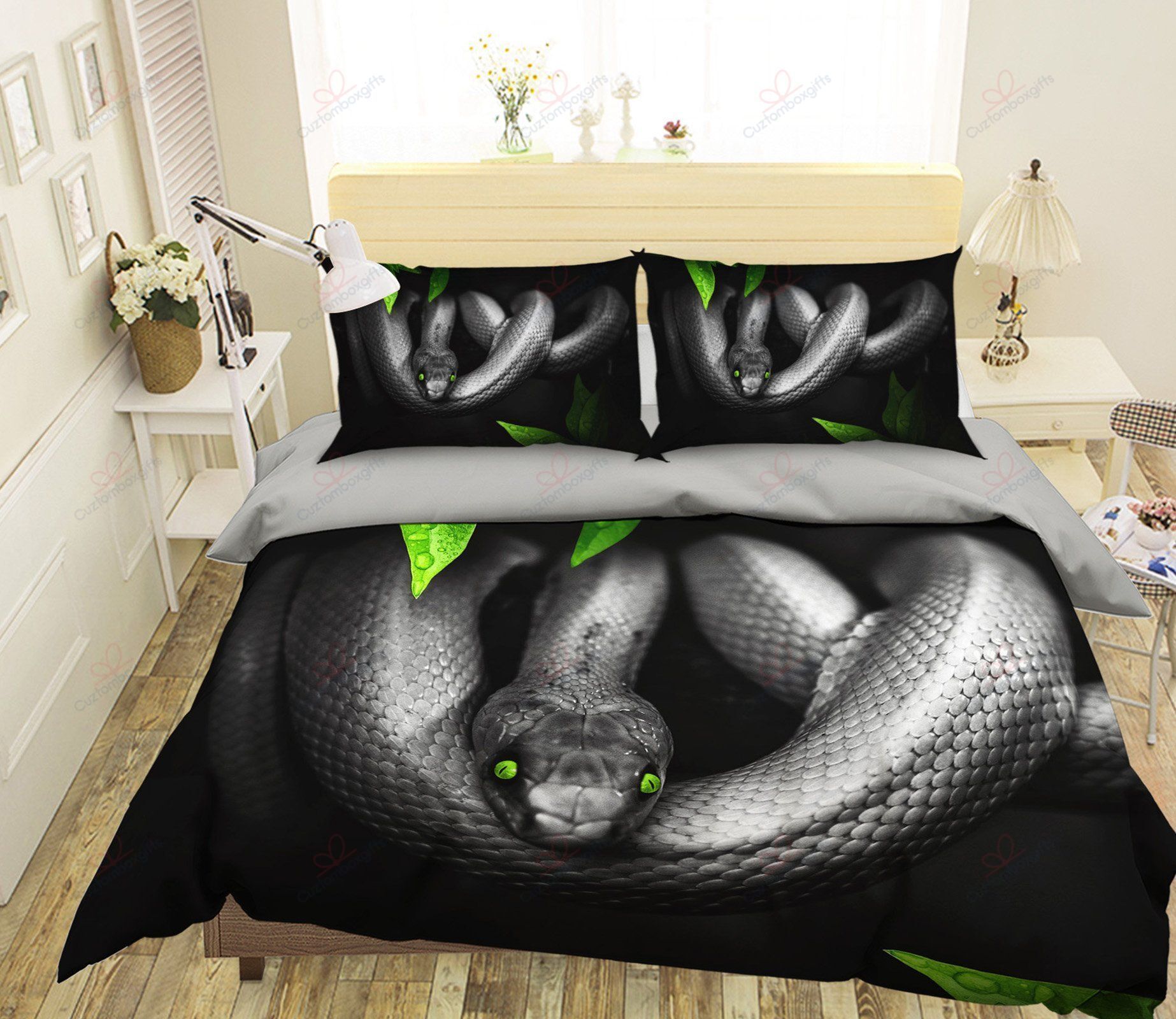 cool blacksnake printed bedding set bedroom decor 5604