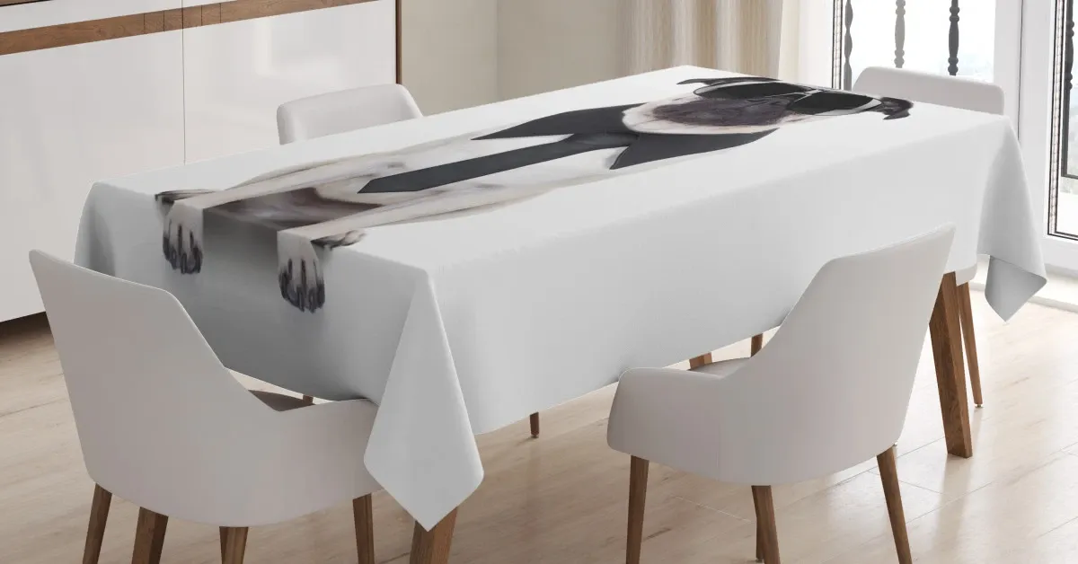 cool dog with tie glasses 3d printed tablecloth table decor 6625