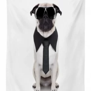 cool dog with tie glasses 3d printed tablecloth table decor 7084