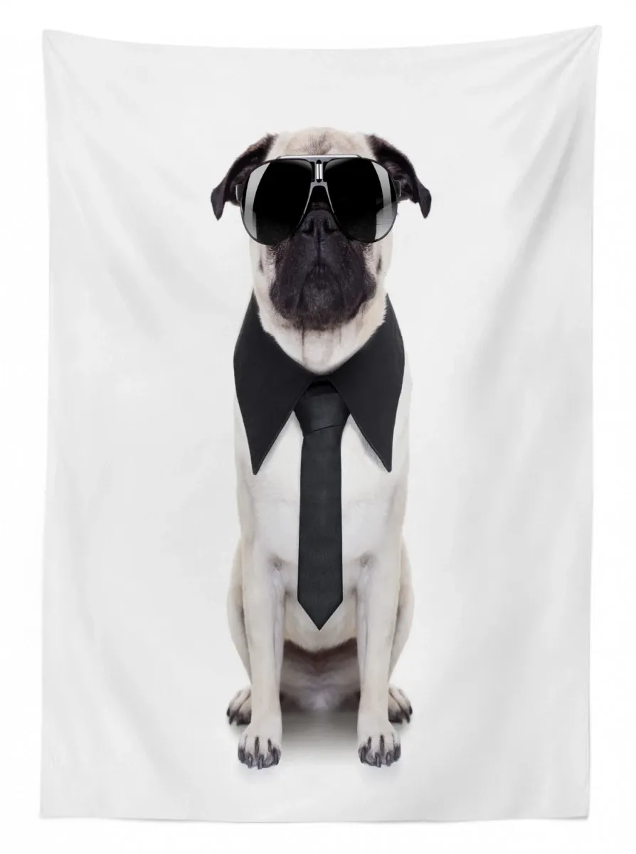 cool dog with tie glasses 3d printed tablecloth table decor 7084