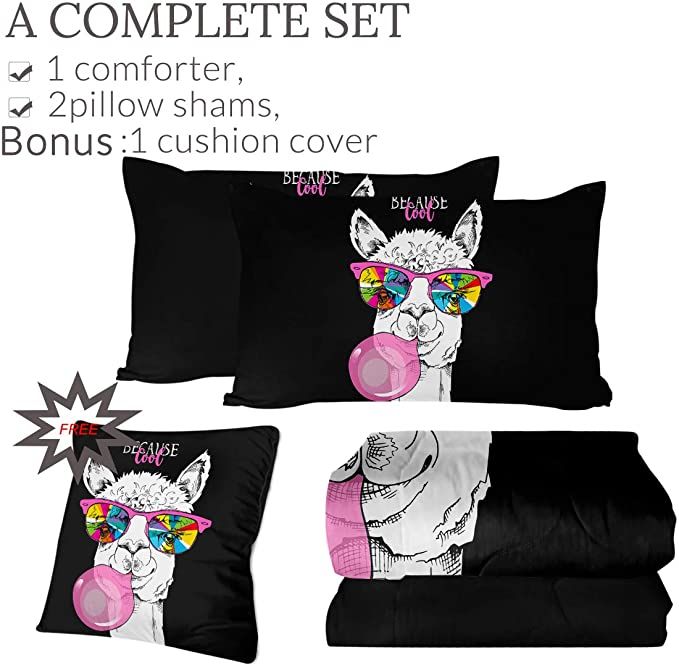 Cool Llama With Colorful Sunglasses Duvet Cover Bedding Set cool llama with colorful sunglasses duvet cover bedding set 5035