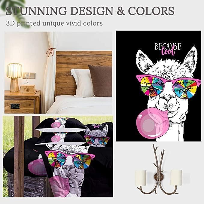 Cool Llama With Colorful Sunglasses Duvet Cover Bedding Set cool llama with colorful sunglasses duvet cover bedding set 7119