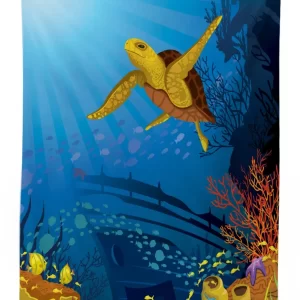 coral reef fish turtle 3d printed tablecloth table decor 6334