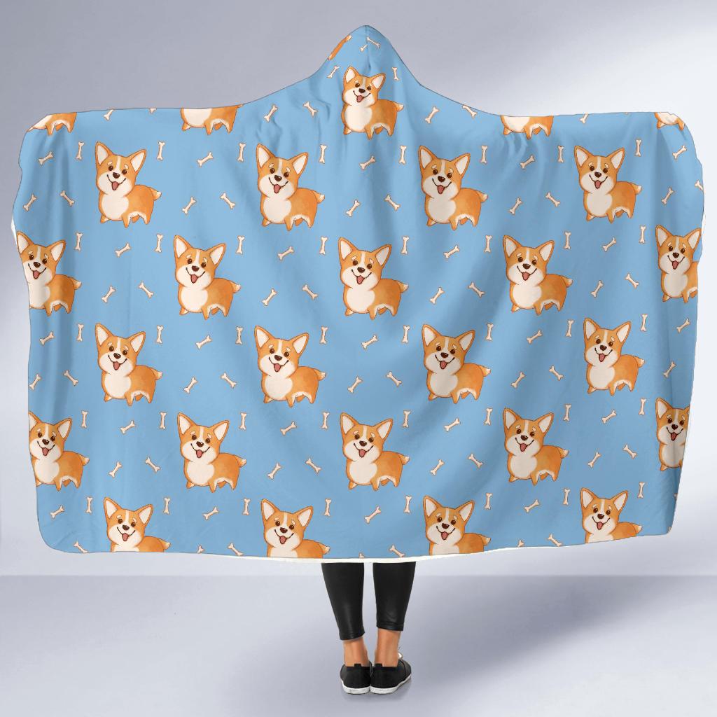 corgi pattern print hooded blanket cloak blanket 2453