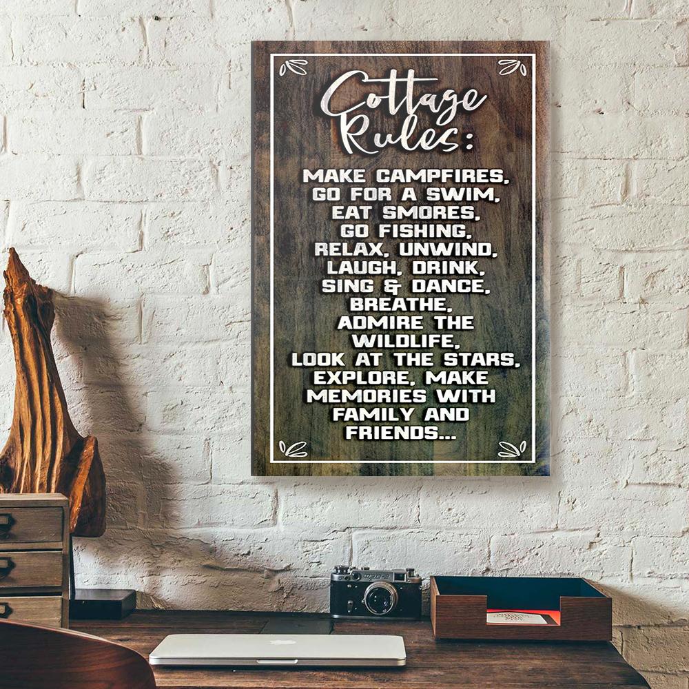 cottage rules canvas prints wall art decor 7613