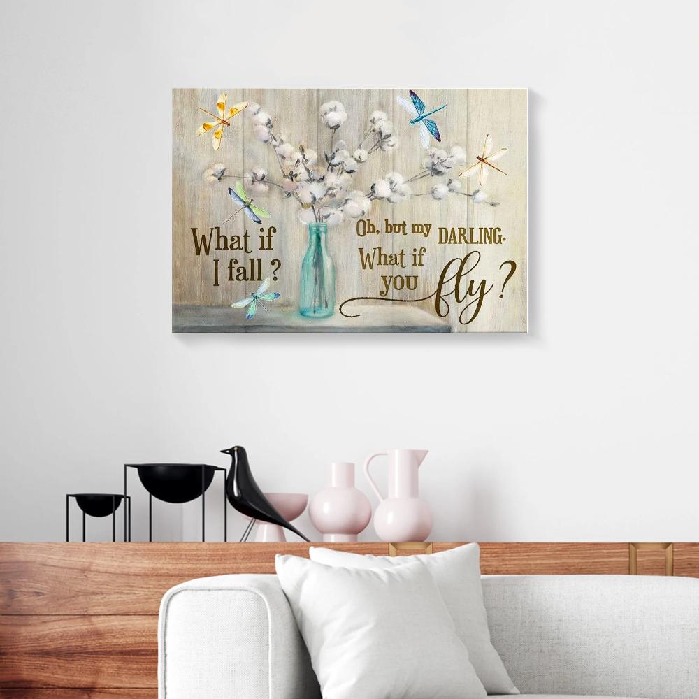 cotton flower dragonfly canvas prints wall art decor 2554
