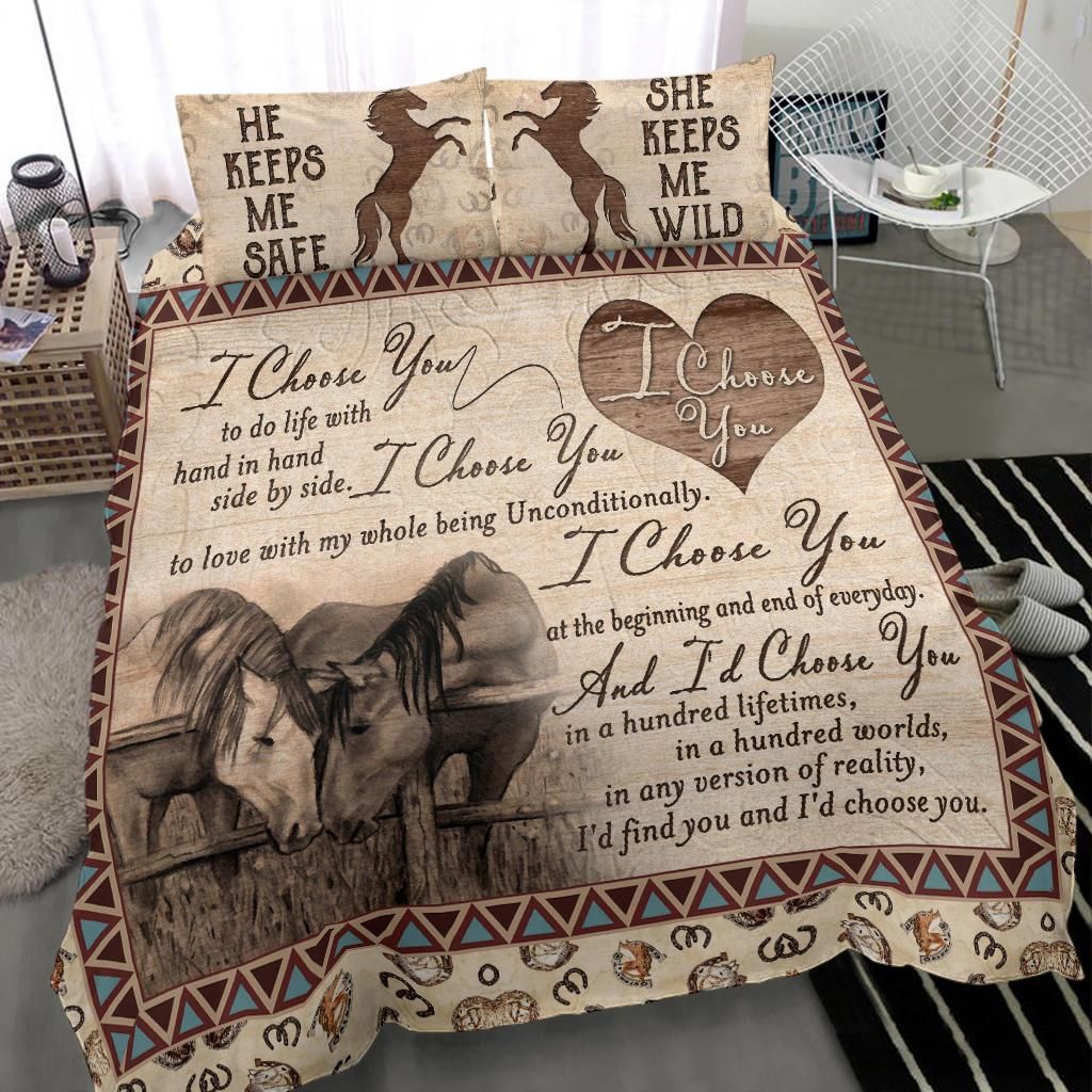 Couple Horse I Choose You- Comforter Duvet Bedding Set couple horse i choose you comforter duvet bedding set 2277