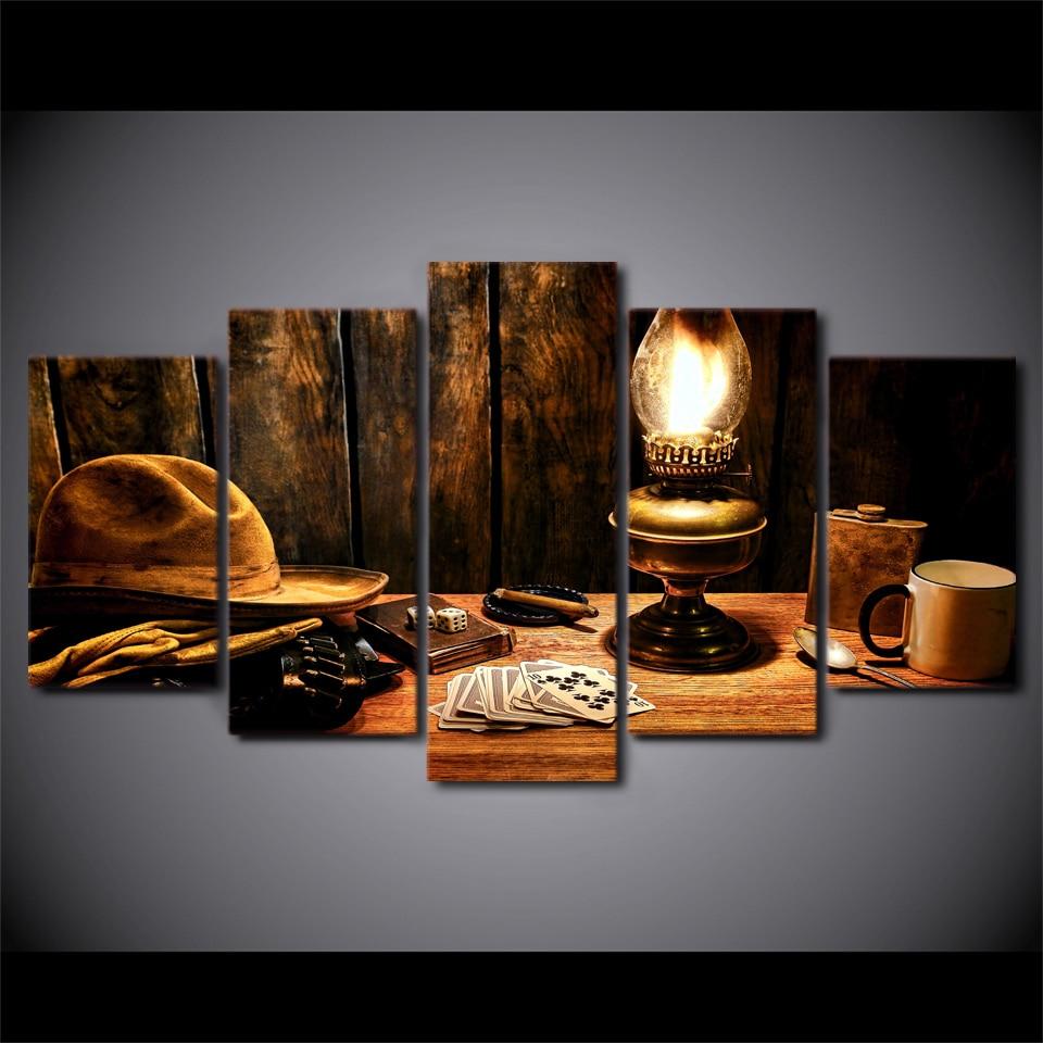 cowboy room abstract 5 panel canvas art wall decor 5530