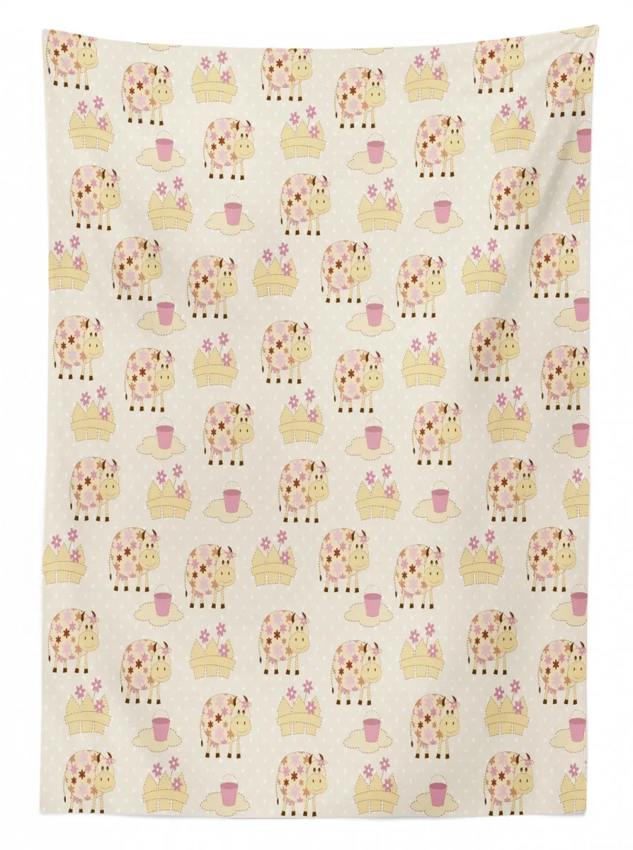cows with flowers farm 3d printed tablecloth table decor 3903