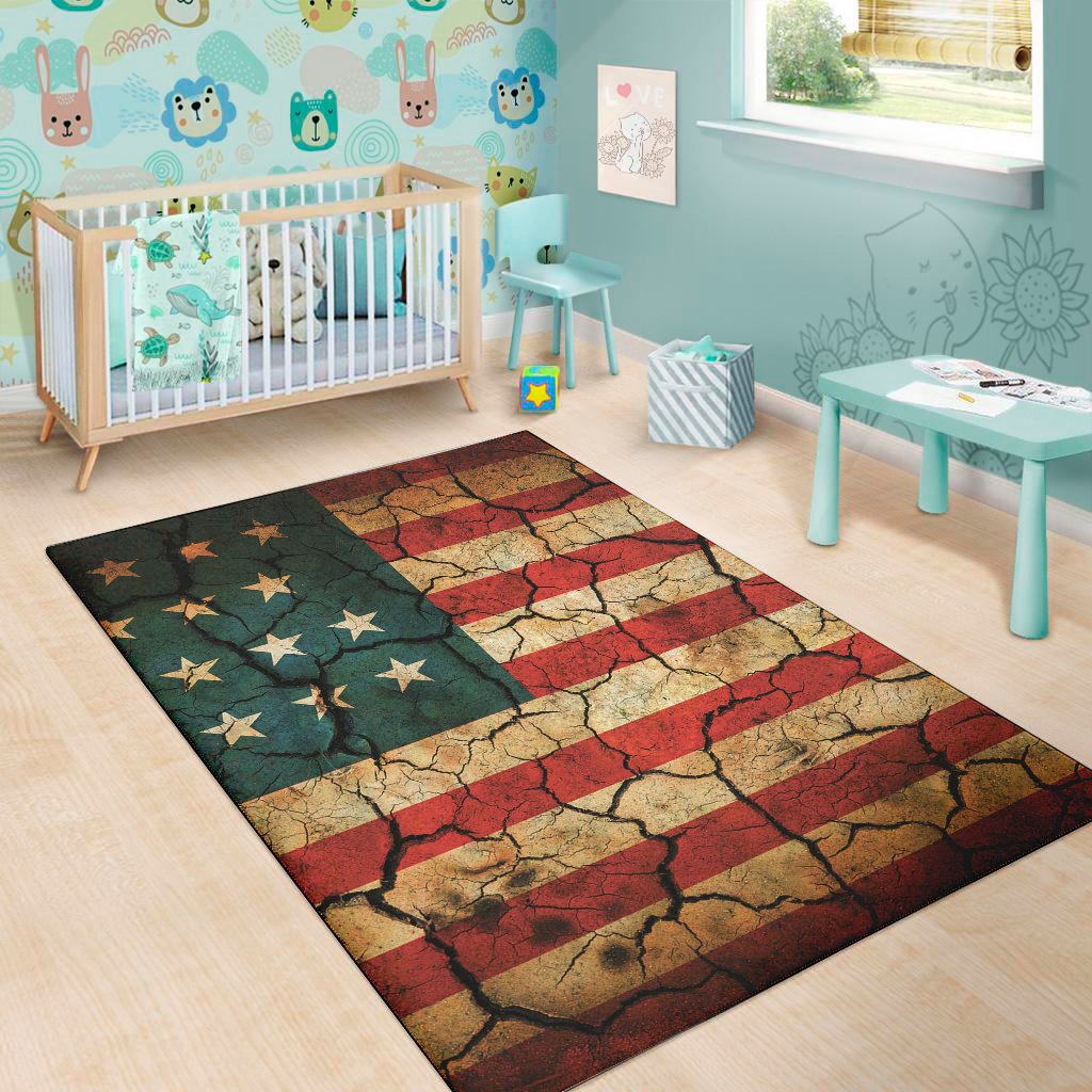 cracked american flag print area rug floor decor 8608