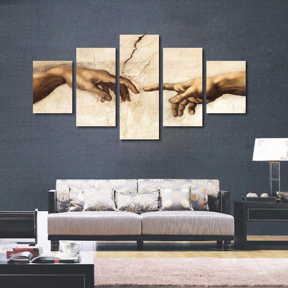creation of adam abstract 5 panel canvas art wall decor 7962