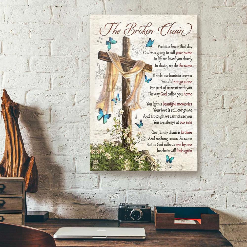 cross blue butterfly canvas prints wall art decor 7827