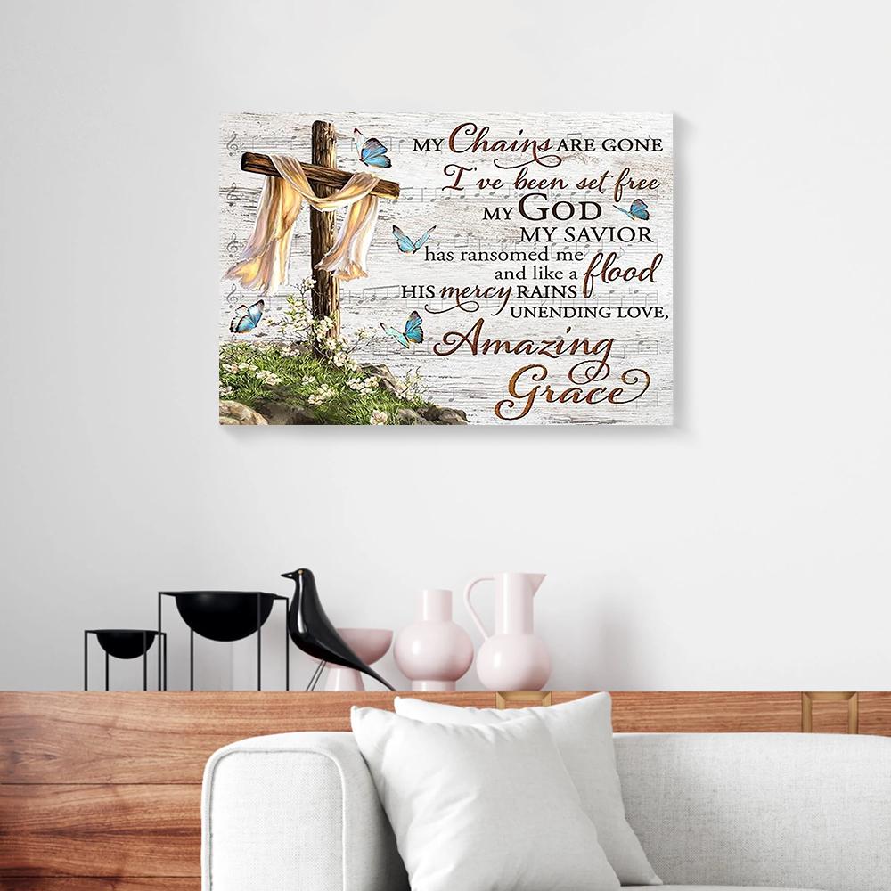 cross butterfly canvas prints wall art decor 1154