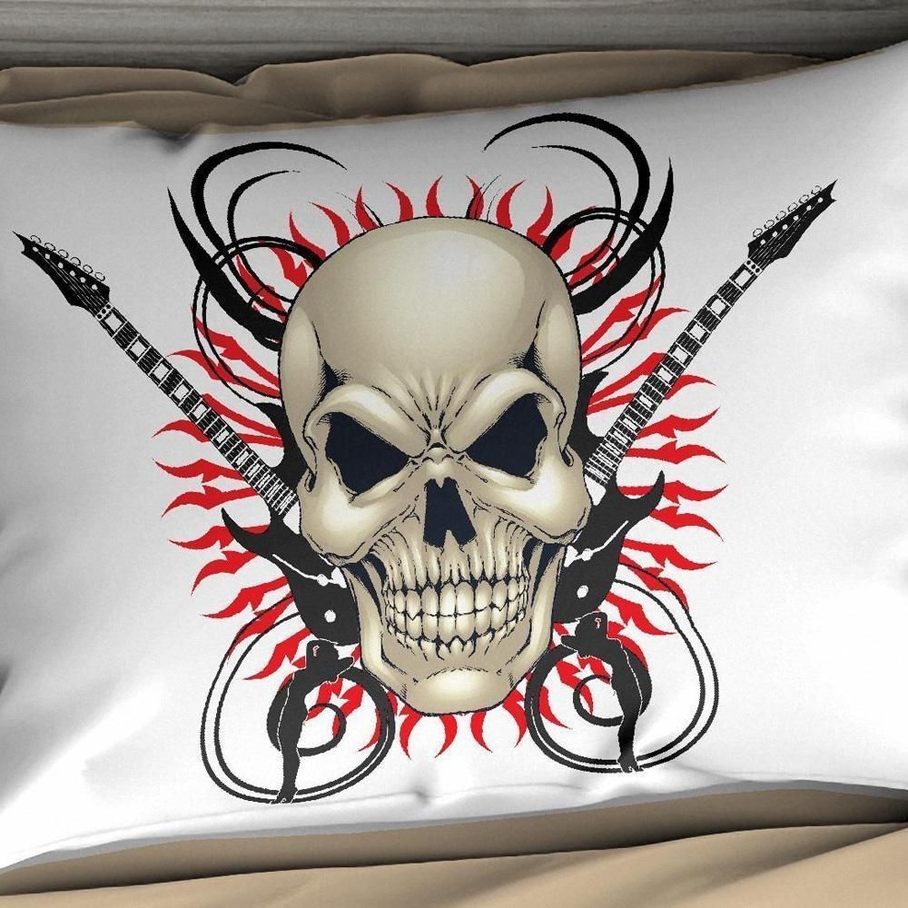 crossed guitars 3d skull printed bedding set bedroom decor 4949