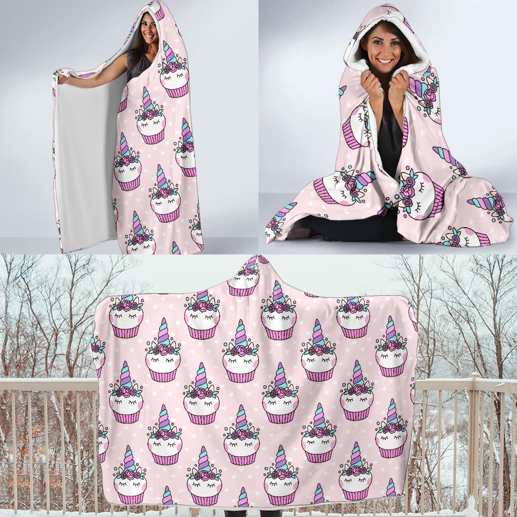 Cupcake Unicorn Pattern Print Hooded Blanket Cloak Blanket cupcake unicorn pattern print hooded blanket cloak blanket 3305
